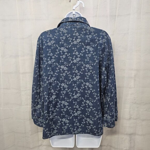 Liz Claiborne Blue Floral Boho Blouse Midi Skirt Chambray Set 12 - Picture 7 of 16